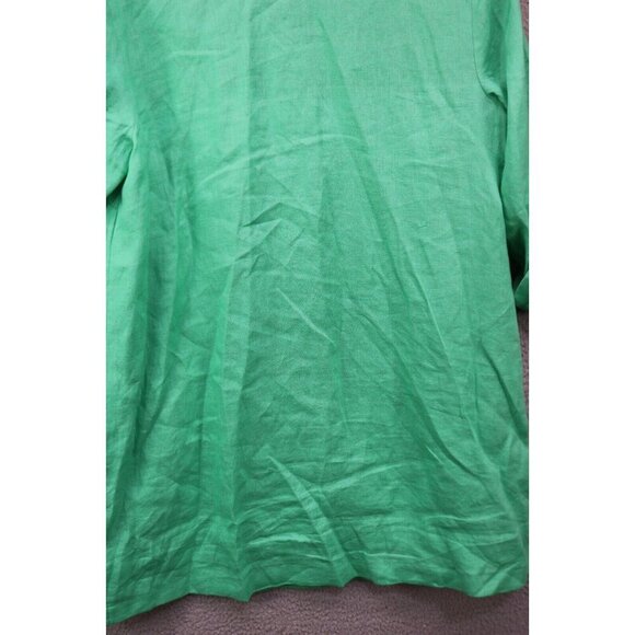 J. Jill Love Linen 3/4 Sleeve Button-Up Tunic-Green-100% Linen-Pockets-Small - Picture 9 of 10